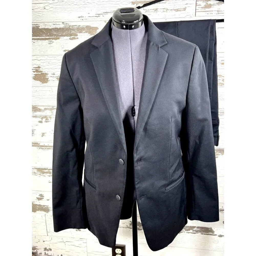 ALFANI Classic Fit Stretch Suit 2pc Black Size 33W/30L EUC